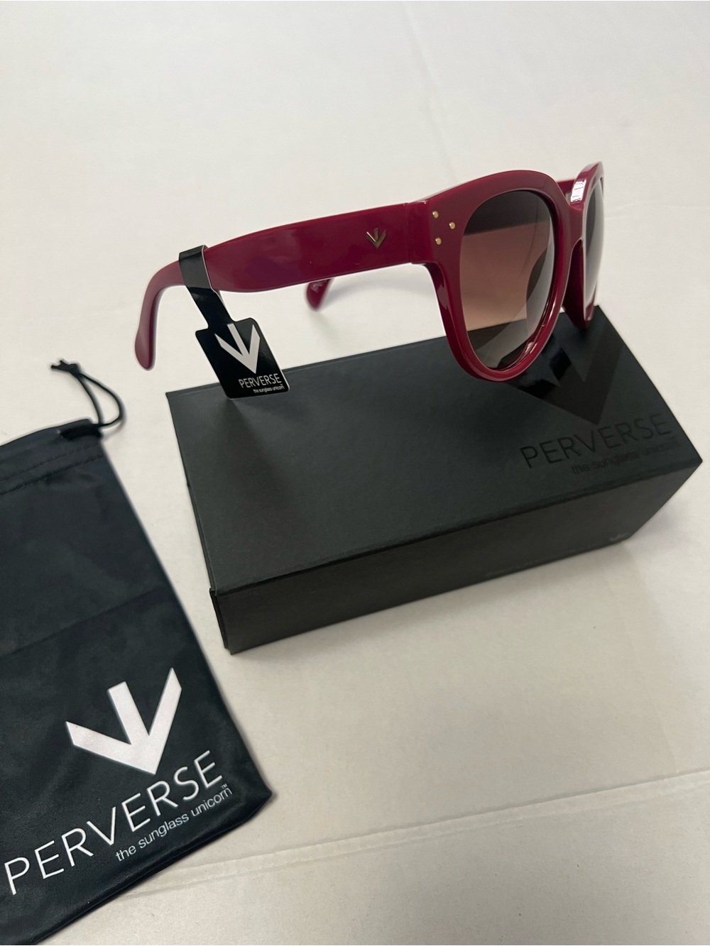 Perverse Women's Burgundy Sunglasses - Glossy Full-Frame Shades